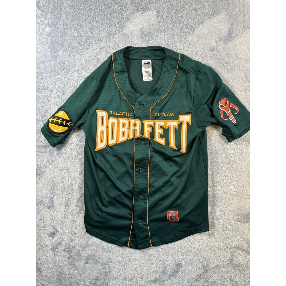 Disney Parks Star Wars Boba Fett Baseball Jersey Small S Galactic Outlaw 80 3302
